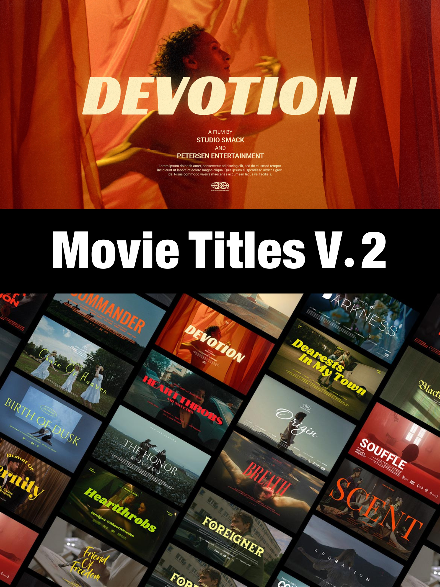 音乐、电影视频标题PSD模板 Pixflow – Movie Titles Vol.2
