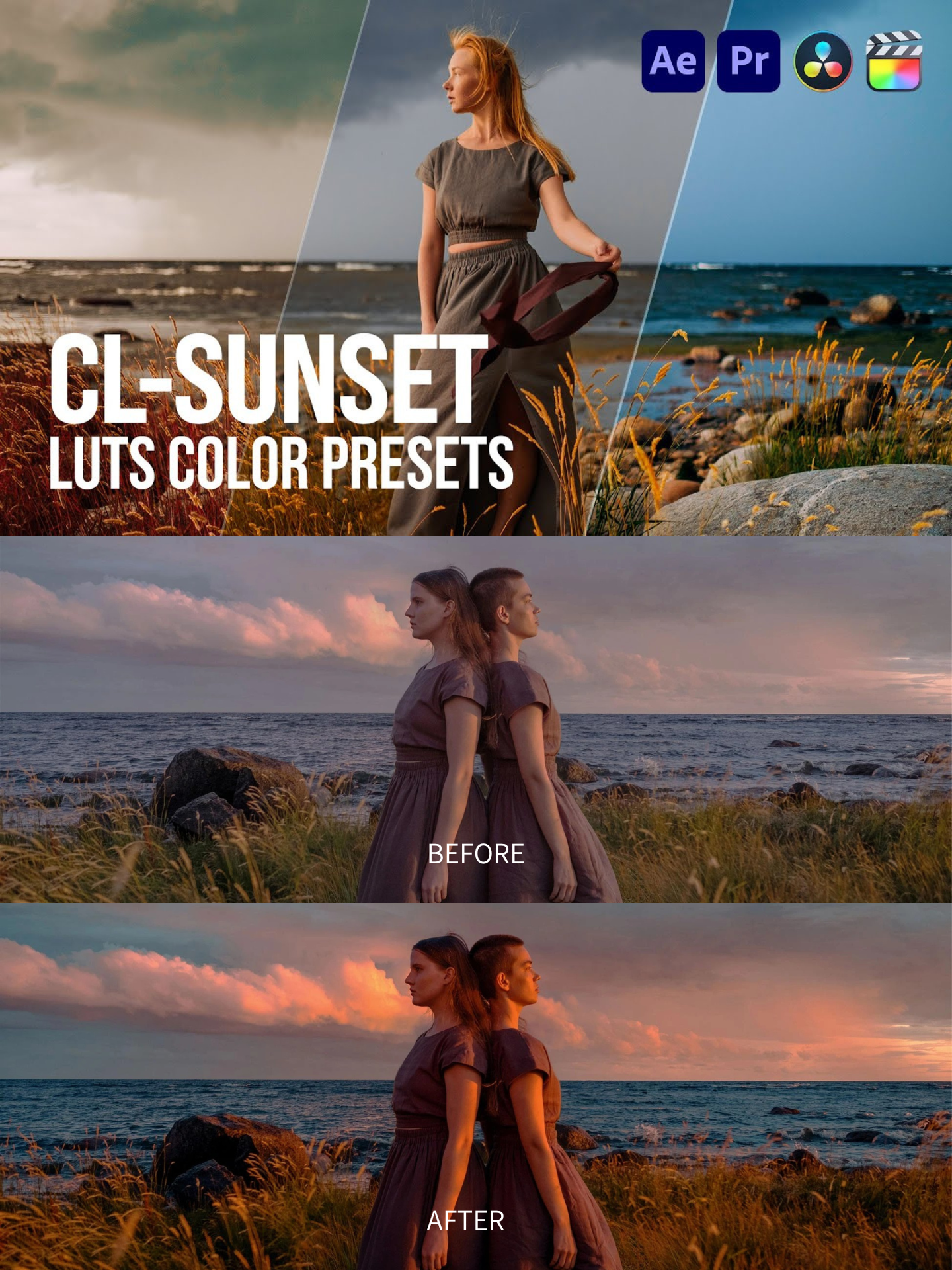 落日氛围黄金暖色调视频LUT调色包 PIXFLOW – CL-Sunset Coloring LUTs