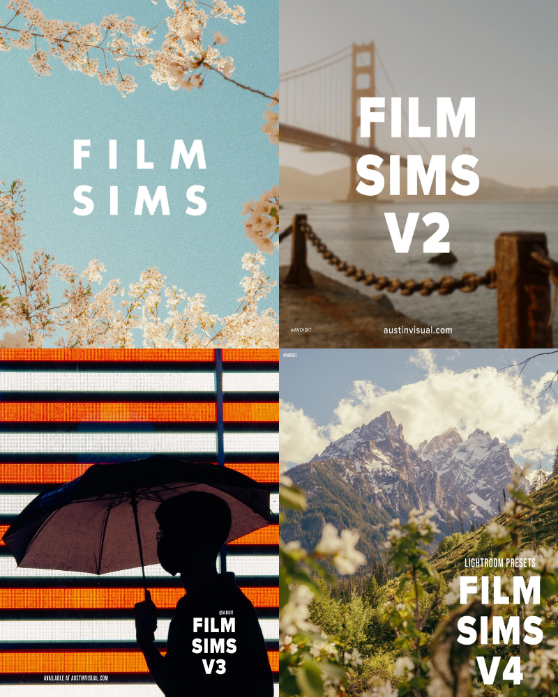 电影胶片预设合集包 Austin Visual-AV FILM SIMS – BUNDLE (4 PACKS)