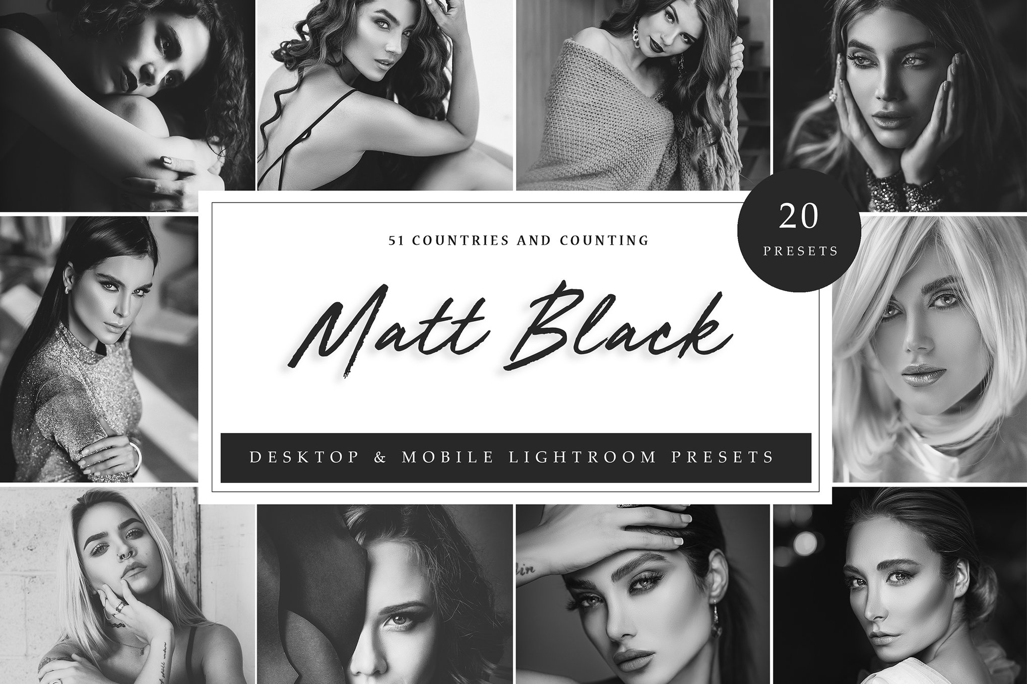 哑光黑白色调摄影预设包 Matt Black-Lightroom Presets